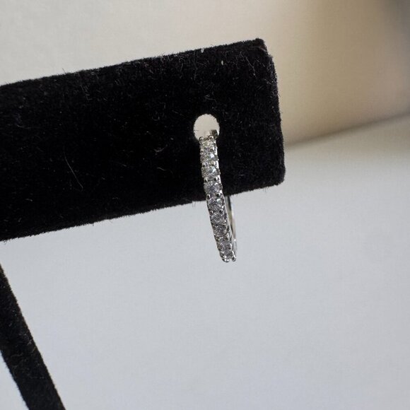 925 Sterling Silver Evil Eye Hoop Earrings – Blue & White Cubic Zirconia - Picture 4 of 8